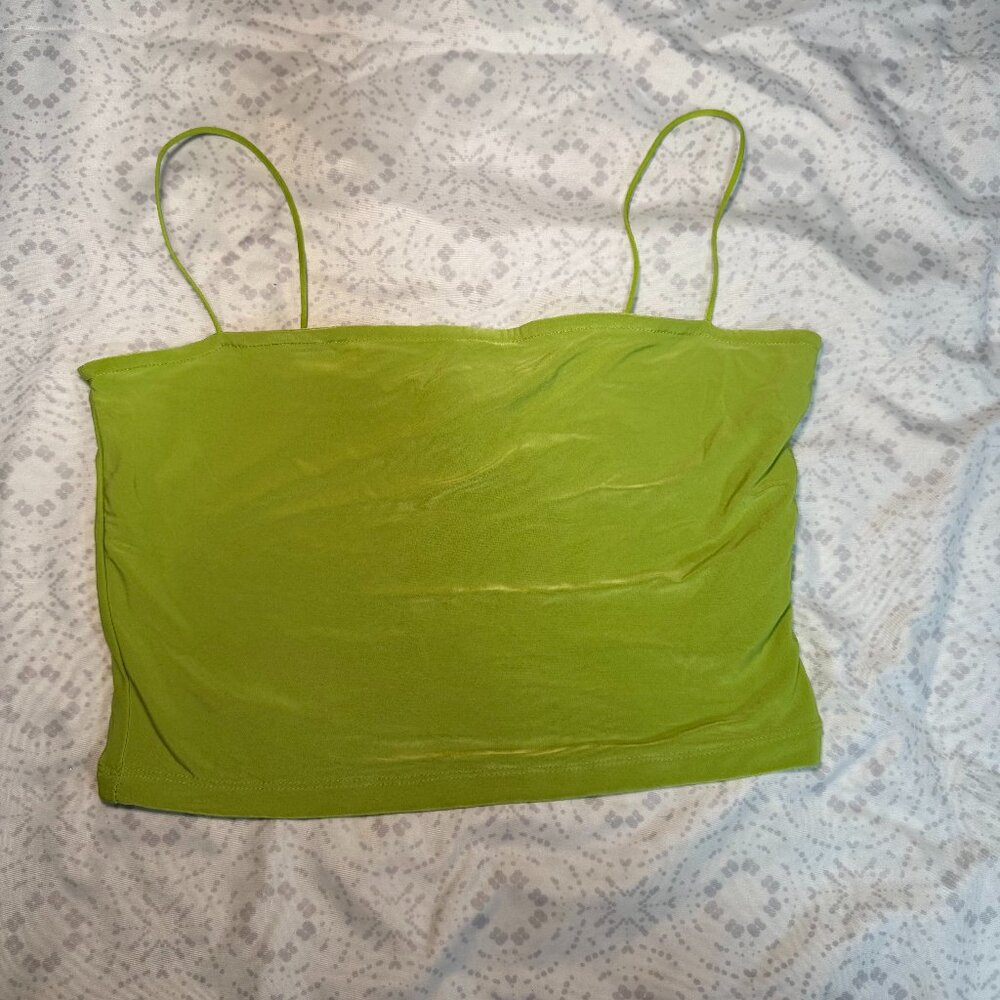 Brand New forever 21 highlighter green cord stretch crop top cami cropped tank